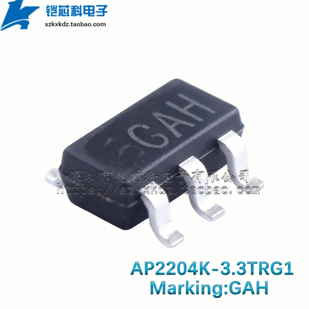 10Pcs New AP2204K-3.3TRG1 GAH SMD SOT23-5 IC  WIDE INPUT VOLTAGE RANGE, 150mA 3.3V ULDO REGULATOR