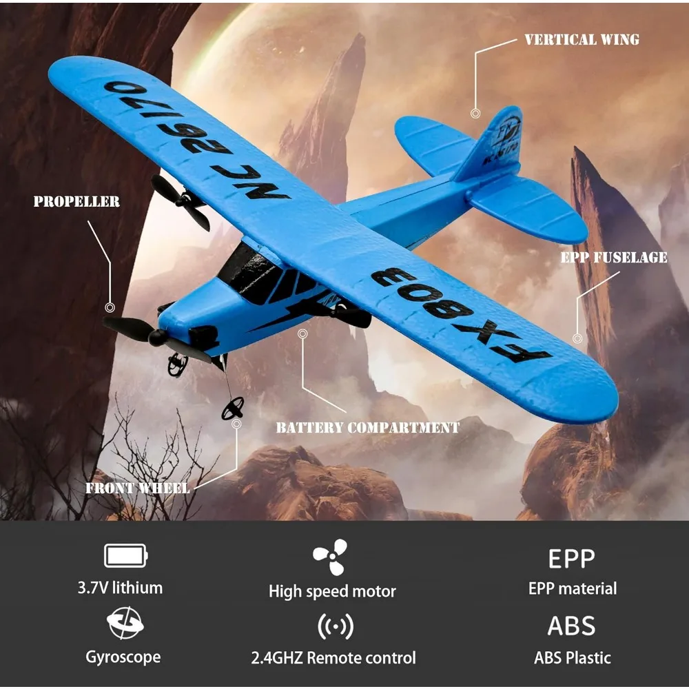 2 Channel Remote Control Foam Airplane for Kids - Easy to Fly Outdoor Glider Toy for Boys and Girls