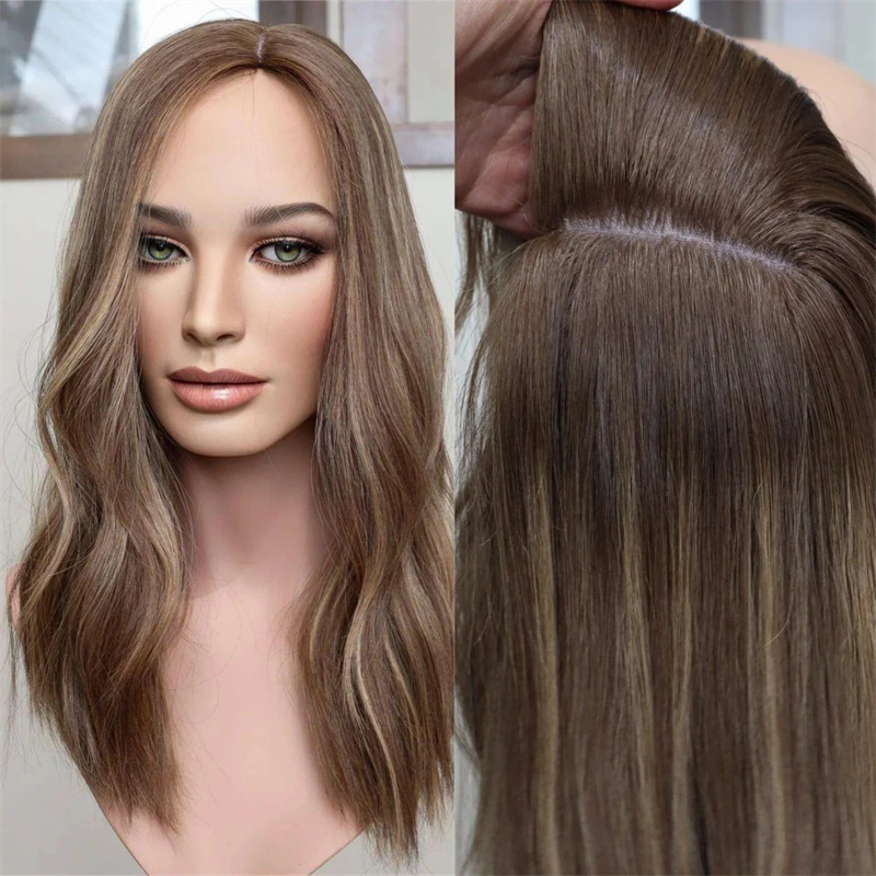 

13x4 Creamy Blonde Brown with Ash Blonde Roots Wig Heat Resistant Fibre Wig Natural Preplucked Hairline Cosplay Party Daily Wig