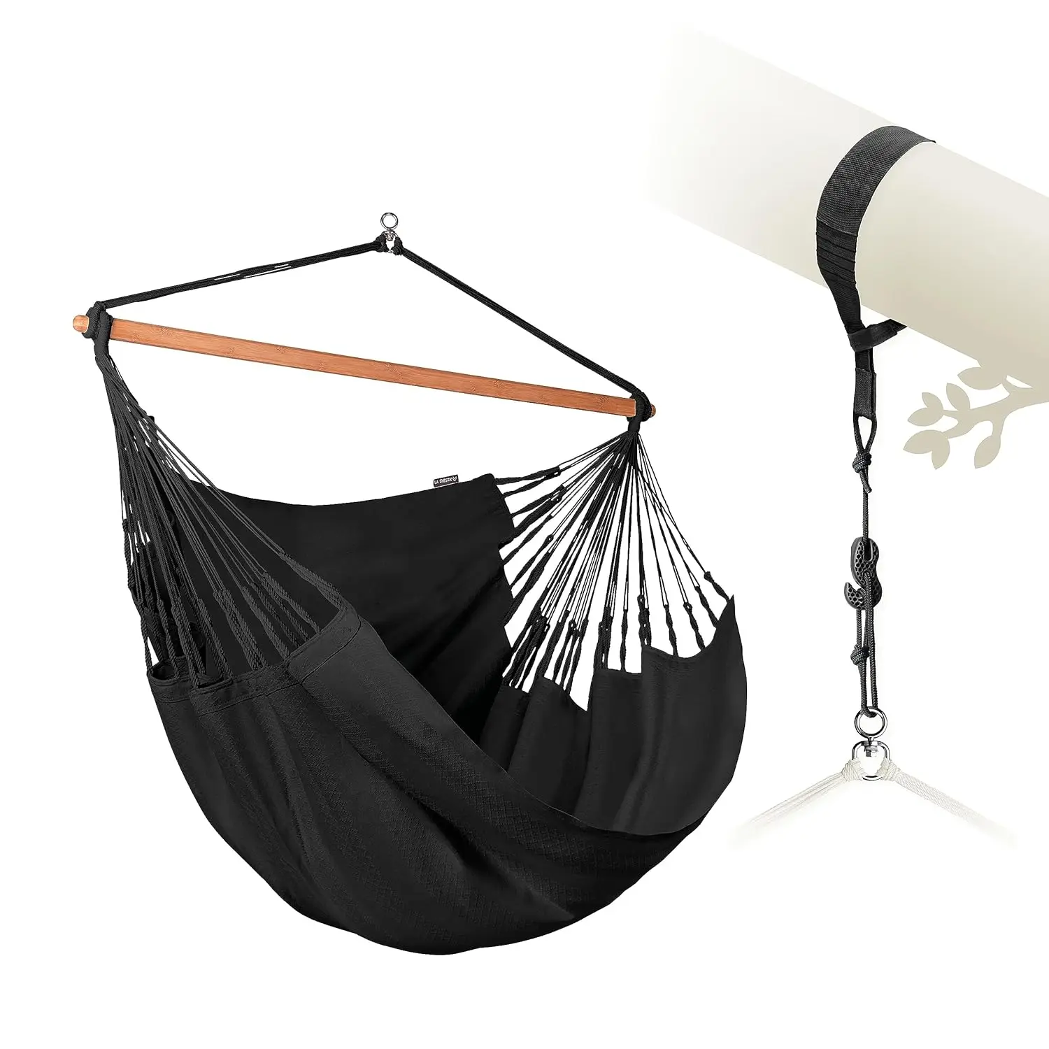 Kit de columpio y montaje en árbol para silla hamaca de algodón, columpio para hamaca con kit de suspensión para vigas y postes de árboles, en