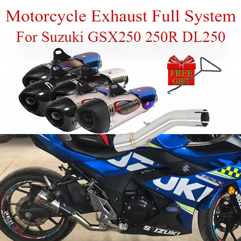 

Motorcycle Exhaust System Link Pipe Slip On For Suzuki GSX250 250R DL250 Modified Moto Escape Yoshimura Muffler DB Killer