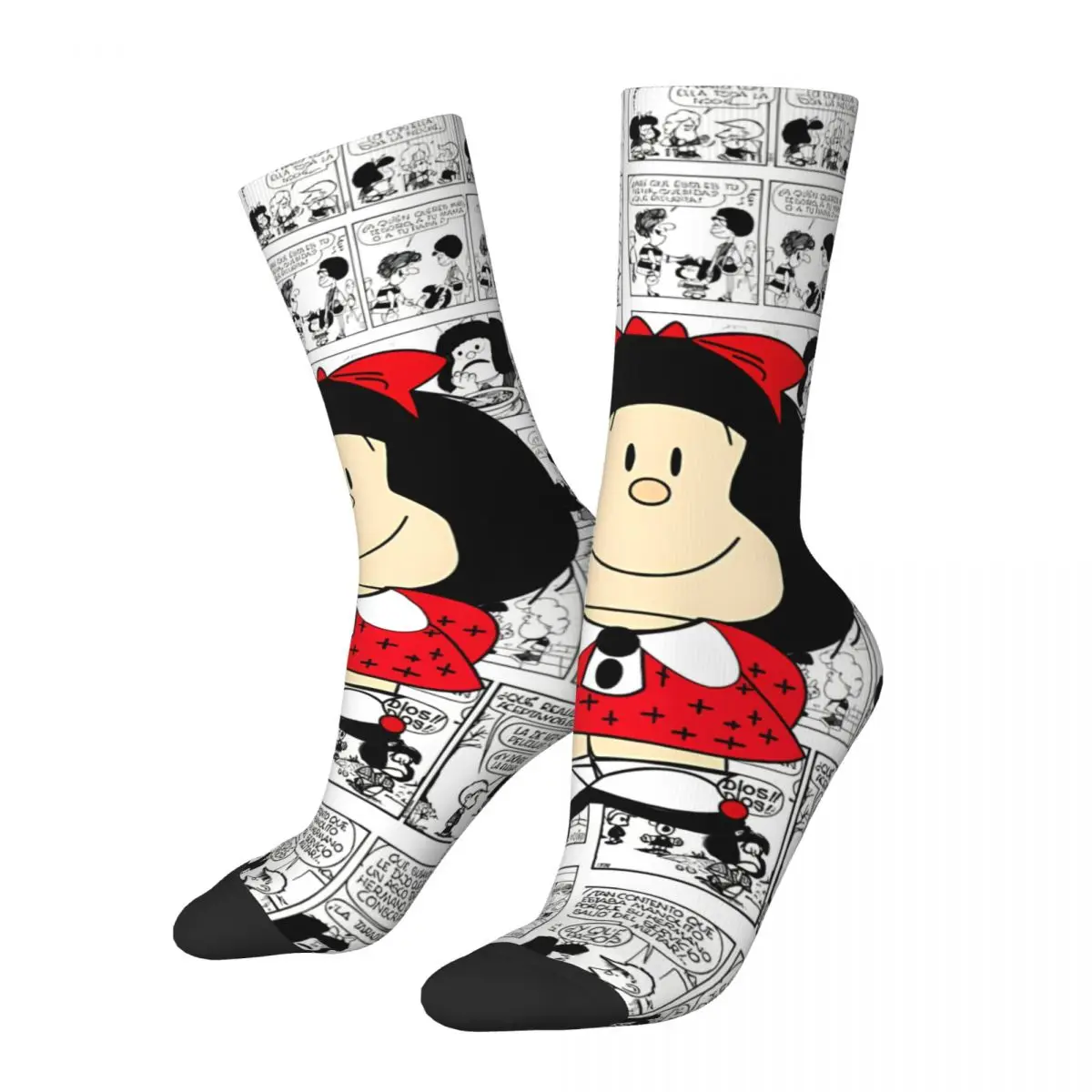 Divertente calzino felice per uomo ICONIC Hip Hop Mafalda Cartoon Quality Pattern stampato Crew Sock novità regalo