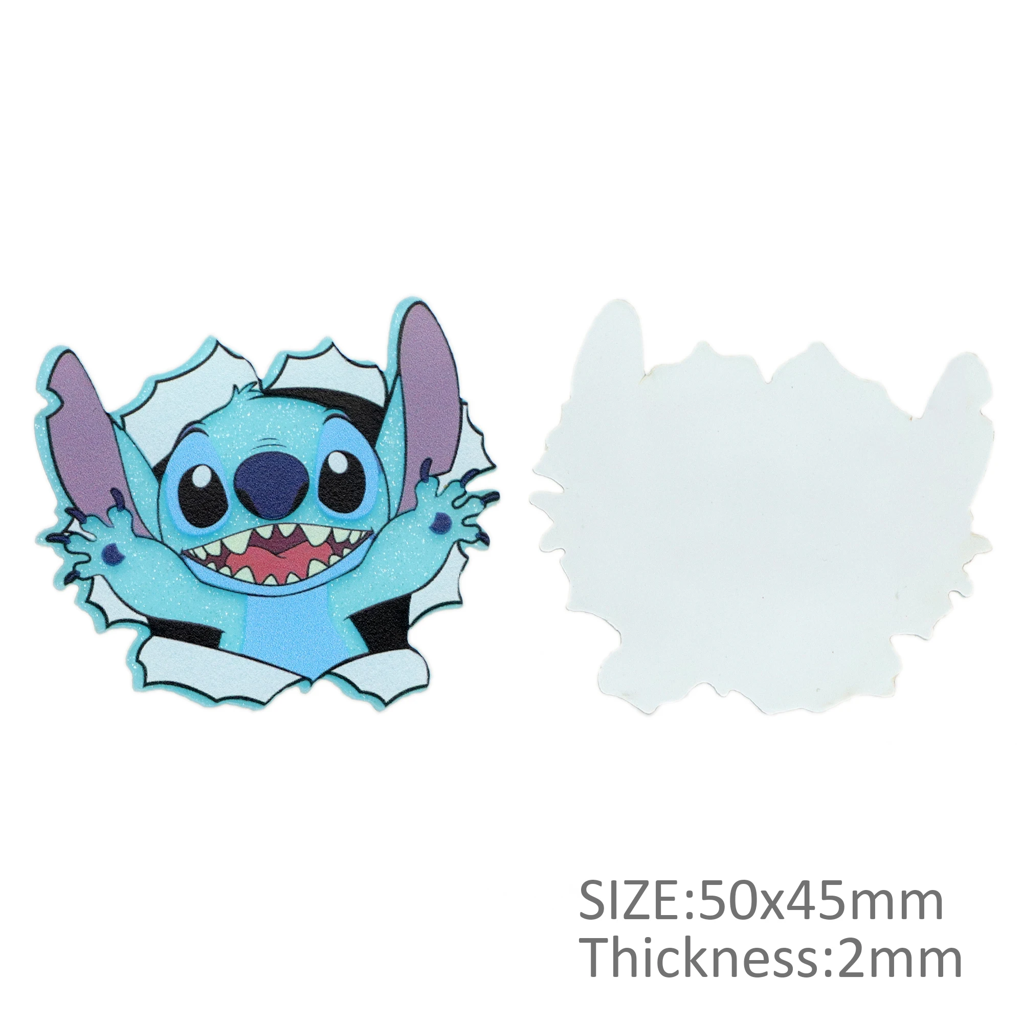 Disney Stitch Blue Base Glitter Acrylic Flatback Planar Resin Craft Supplies Cabochon Scrapbook DIY Hair Bow Bag Material