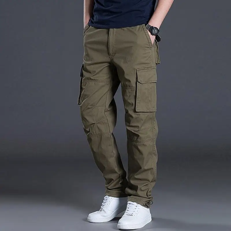 Plus Size 28-42 Men Muti Pocket Cargo Long Pants Casual  Loose Outdoor Tactical Military