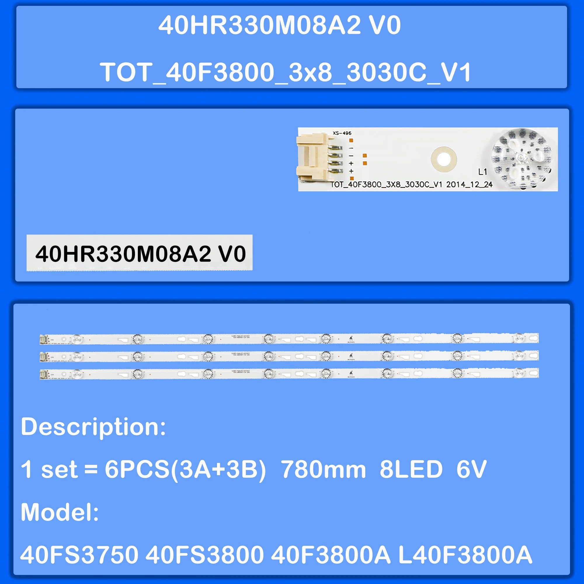 LED backlight Strips For 40FS3750TGAA 40FS3750 40FS3800 40FA3204 L40F3301B 40FA3205 40FA5403 40FA5404 40FA5405 42M4080A 42M4018E
