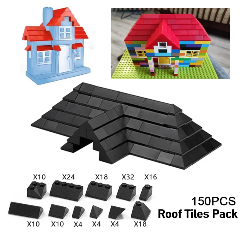 150Pcs MOC 6119 DIY Roof Tiles Pack Brick Pack Enlighten Block Brick Set DIY Make Create Bricks Assembles Particles Toys