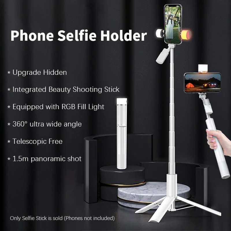 

Phone Selfie Stick Live Stream Tripod With Fill Light Bluetooth Bracket Vlog Tiktok Video Shooting Tripod