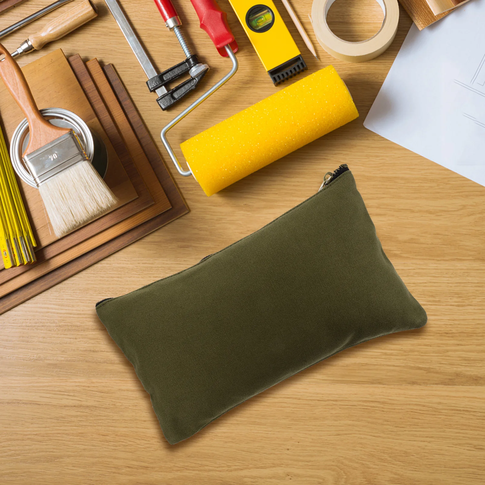 

Heavy Duty Canvas Tool Pouch Secure Zipper Closure for Small Tools Electricians Gear Organizer Compact Wax Coated Storage Bag