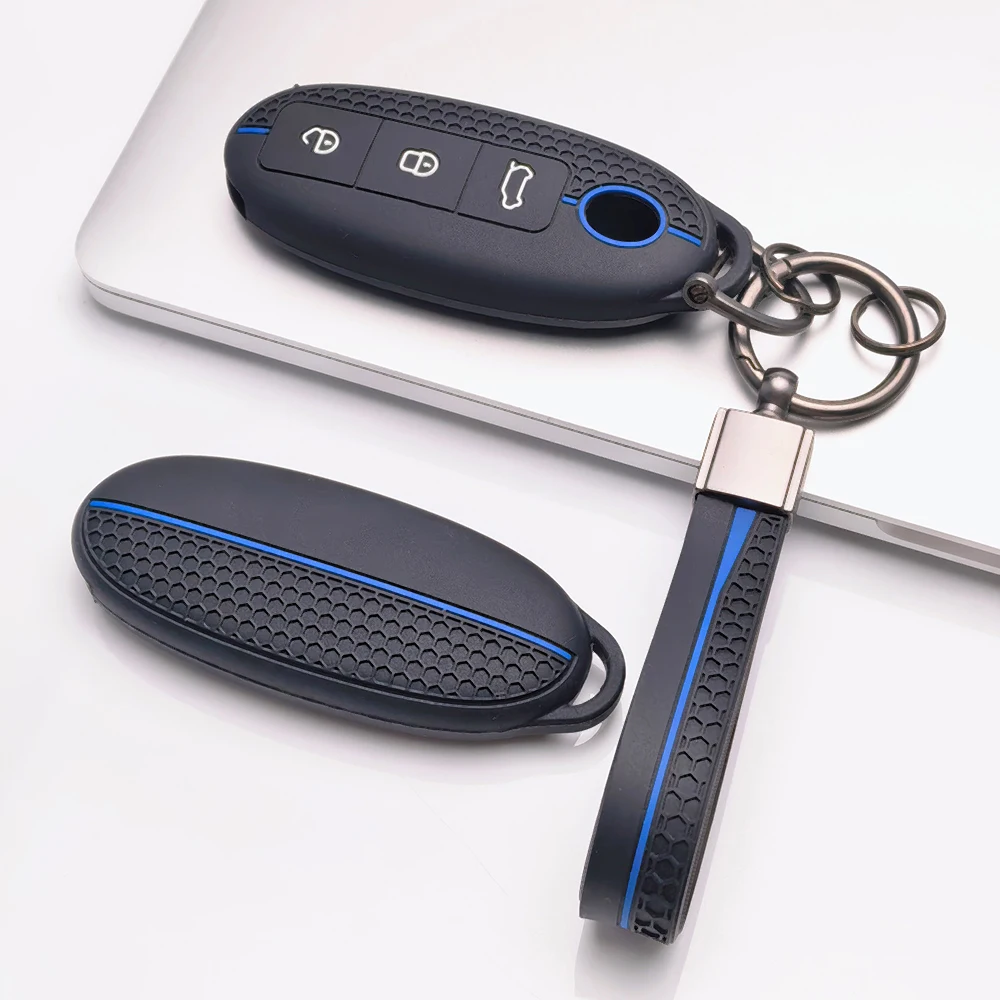 3 Button Silicone Car Key Fob Cover Keychain Fit Dongfeng Nammi 01 New Energy 2024 High Level Remote Key Protector Shell