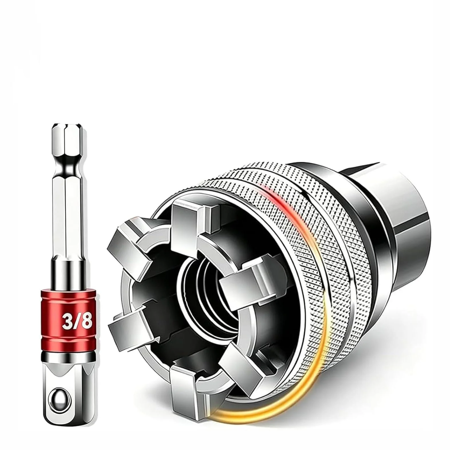 Universelles Steckschlüssel-Werkzeug 10-19mm (3/8"-3/4") mit 3/8" Bohradapter, Durchgangs-Steckschlüsselsatz für Mechanische Reparaturen