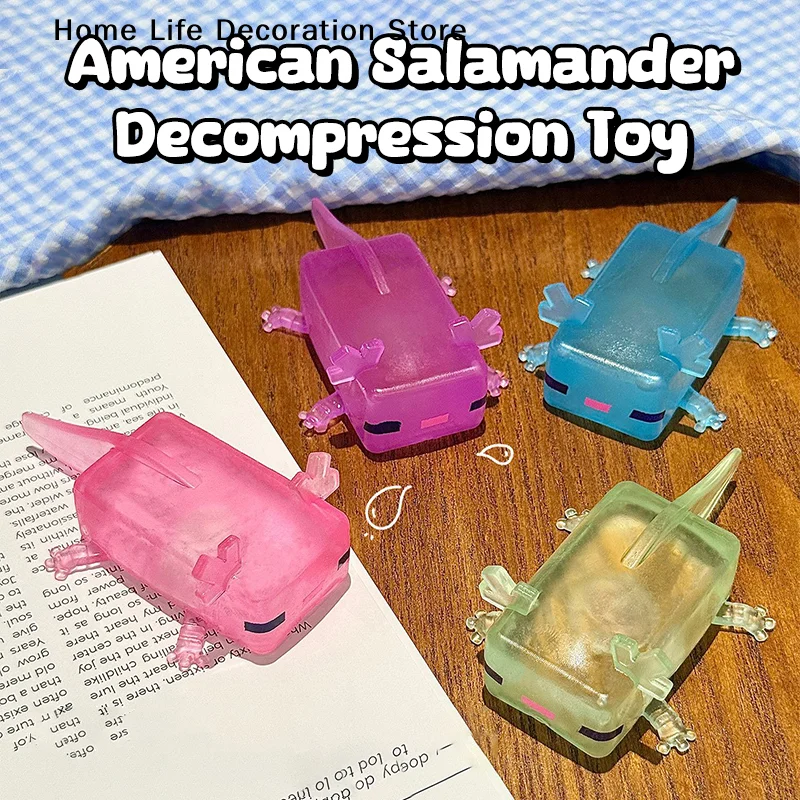 【TG】Cute Viral Axolotl Shaped Malleable Squishy Animal Toy Net Squishy Stress Relief Fidget Sensory Figures Gift Novelty Present