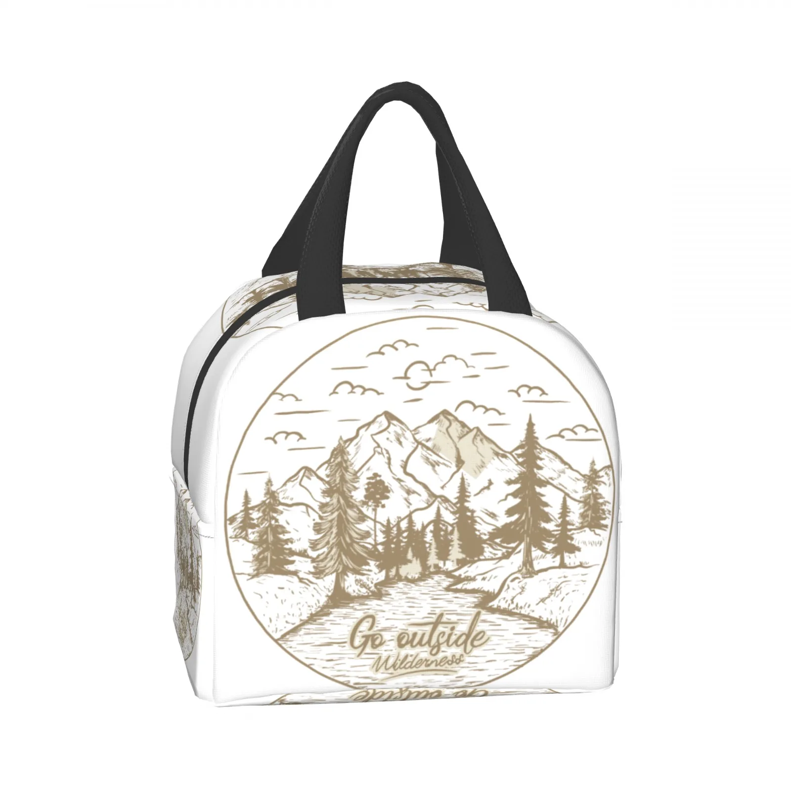 

Go Outside Hiking Lunch Bag Women Men Cooler Thermal Insulated Lunch Boxes for Adult Office Children Laptop Bag Back to School