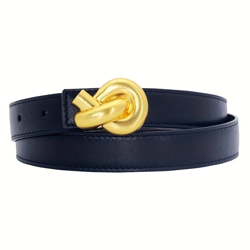 

Chic Genuine Leather Belt For Women - Elegant Cowhide With Smooth Alloy Buckle, Perfect For Casual To Formal Wear