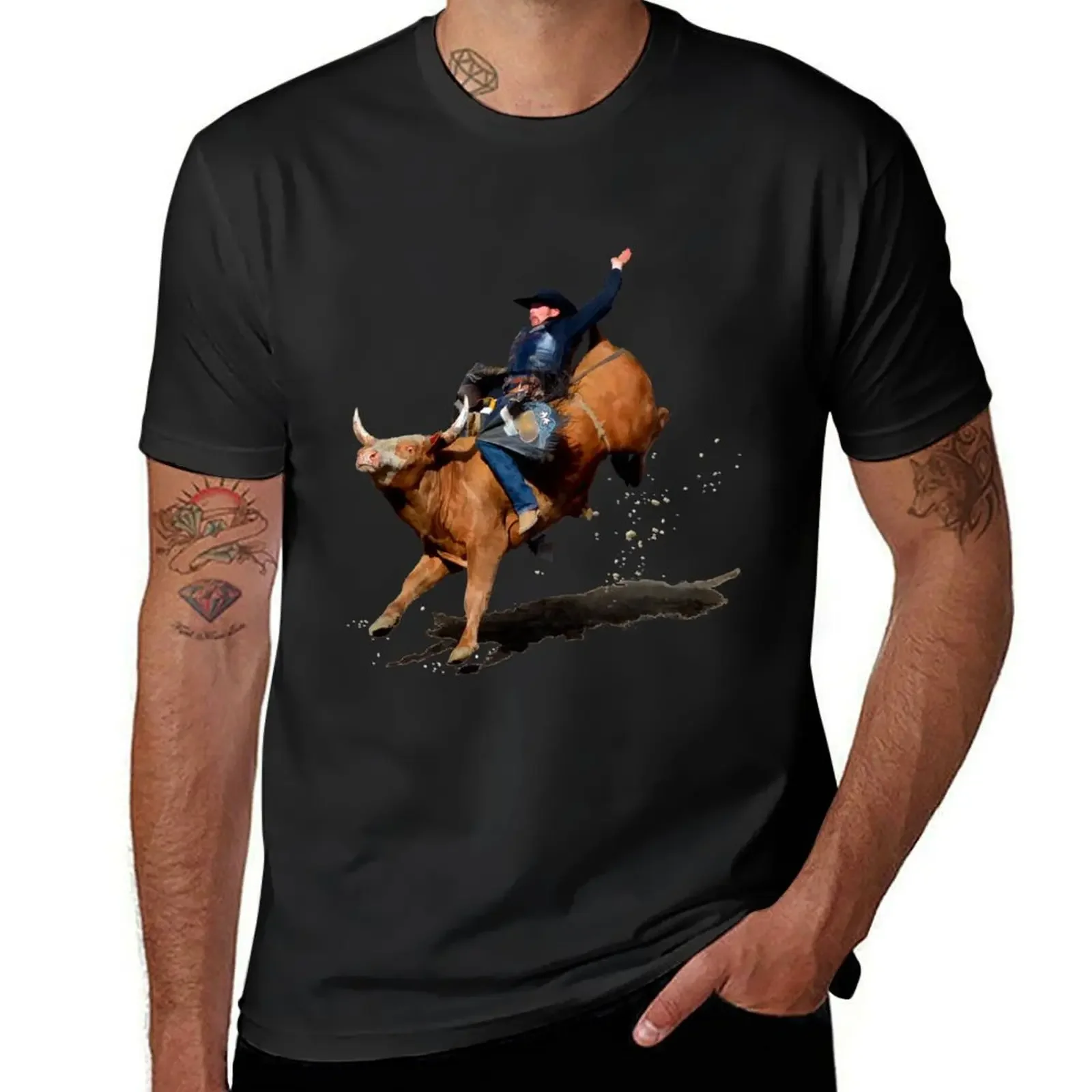 

Bull Dust (Rodeo Bull and Cowboy) T-Shirt baggy shirts anime clothes blue archive clothing for men