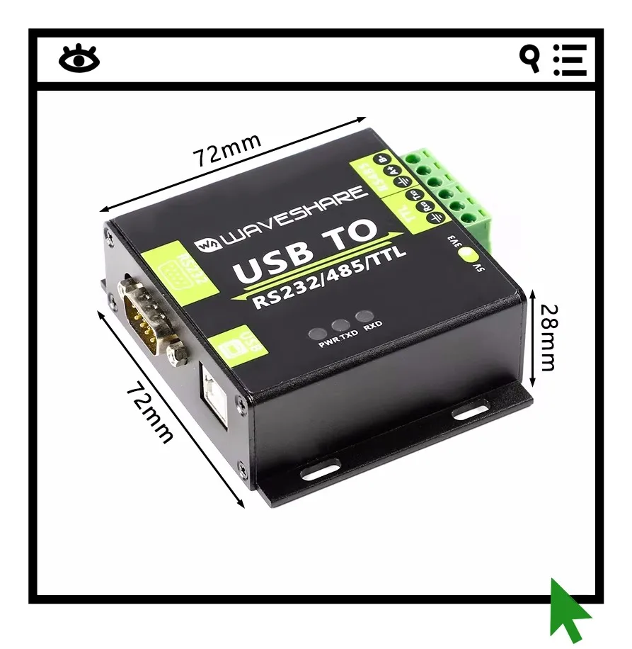 modulo-usb-a-rs232-rs485-ttl-di-livello-industriale-con-chip-ft232rl-conversione-di-livello-e-isolamento