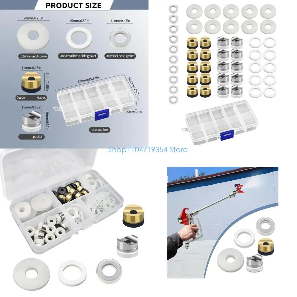 0XLD 50Pcs Airless Sprayer Repair Washers 5 Variants Sealing For Tip Parts