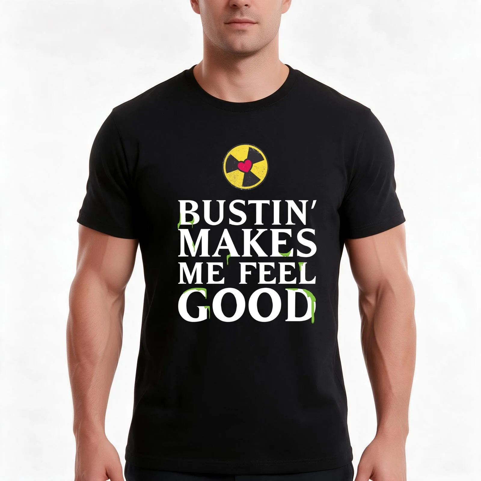 Bustin' Makes Me Feel Good T-Shirt, Summer Casual Cotton Tee, Oversized Streetwear Tops, Vintage Graphic Print, Unisex Men Women