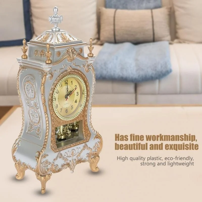 Desk Alarm Clock Vintage Clock Classical Royalty Sitting Room Desk Imperial Furnishing Creative Sit Pendulum Clock