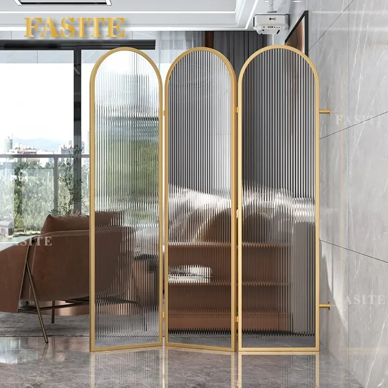For Nordic Creative Light Luxury Changhong Glass Screen Folding Partition Living Room Entrance Decor Small Apartment Space
