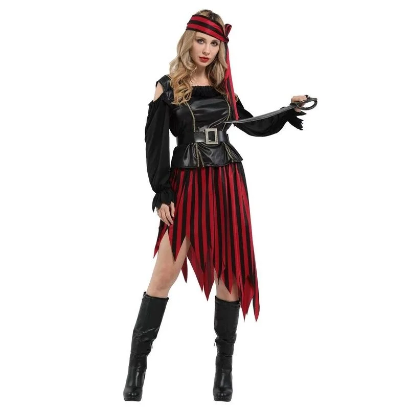 Kostium piratki dla dorosłych kobiet, przebranie na Halloween, strój na wieczór panieński, tradycyjny chiński strój etniczny, strój sceniczny, wiosna, bez marki, niezarejestrowany.