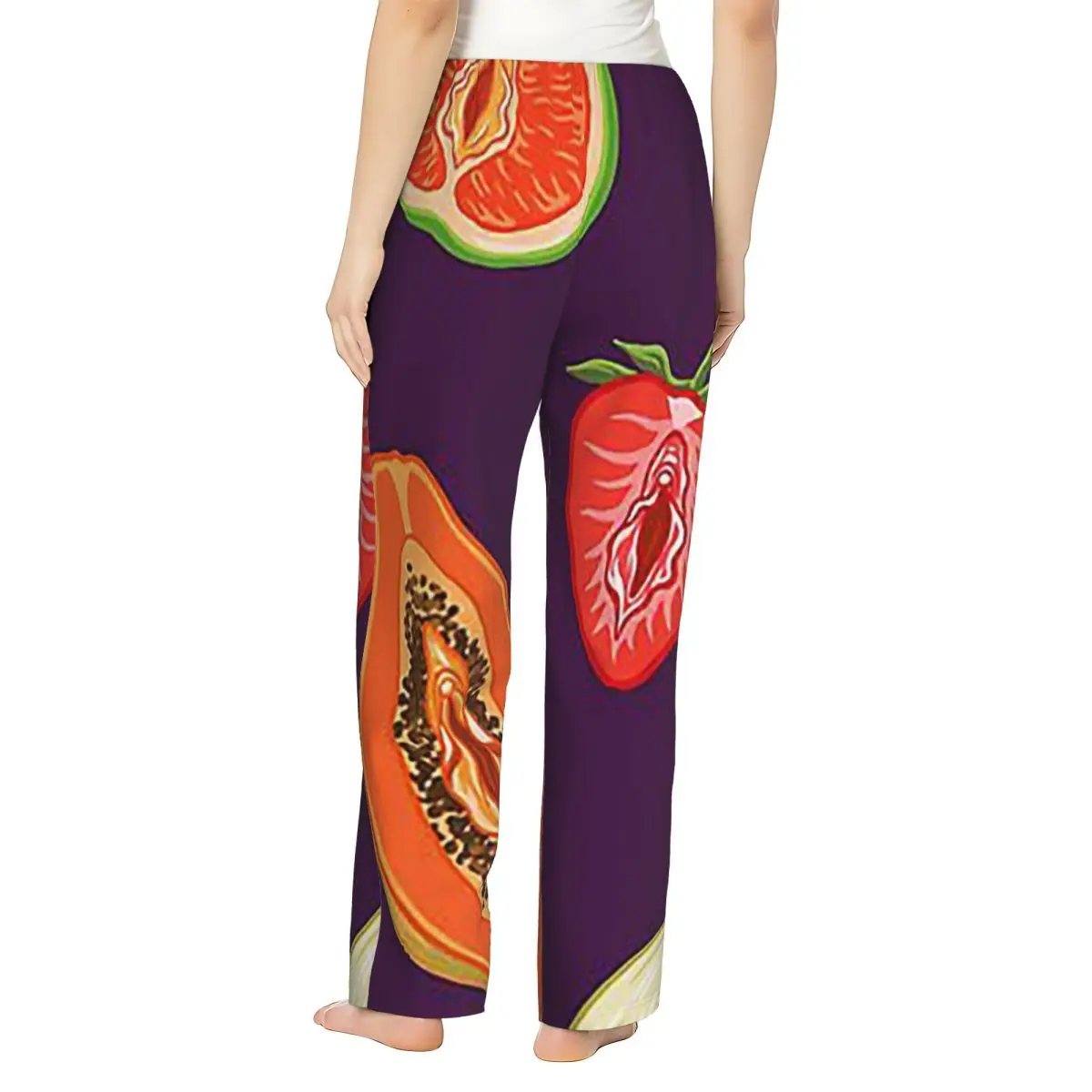 Custom Sexy Vulva Fruits Women Pajama Pants Lounge Sleep Sleepwear Bottoms with Pockets