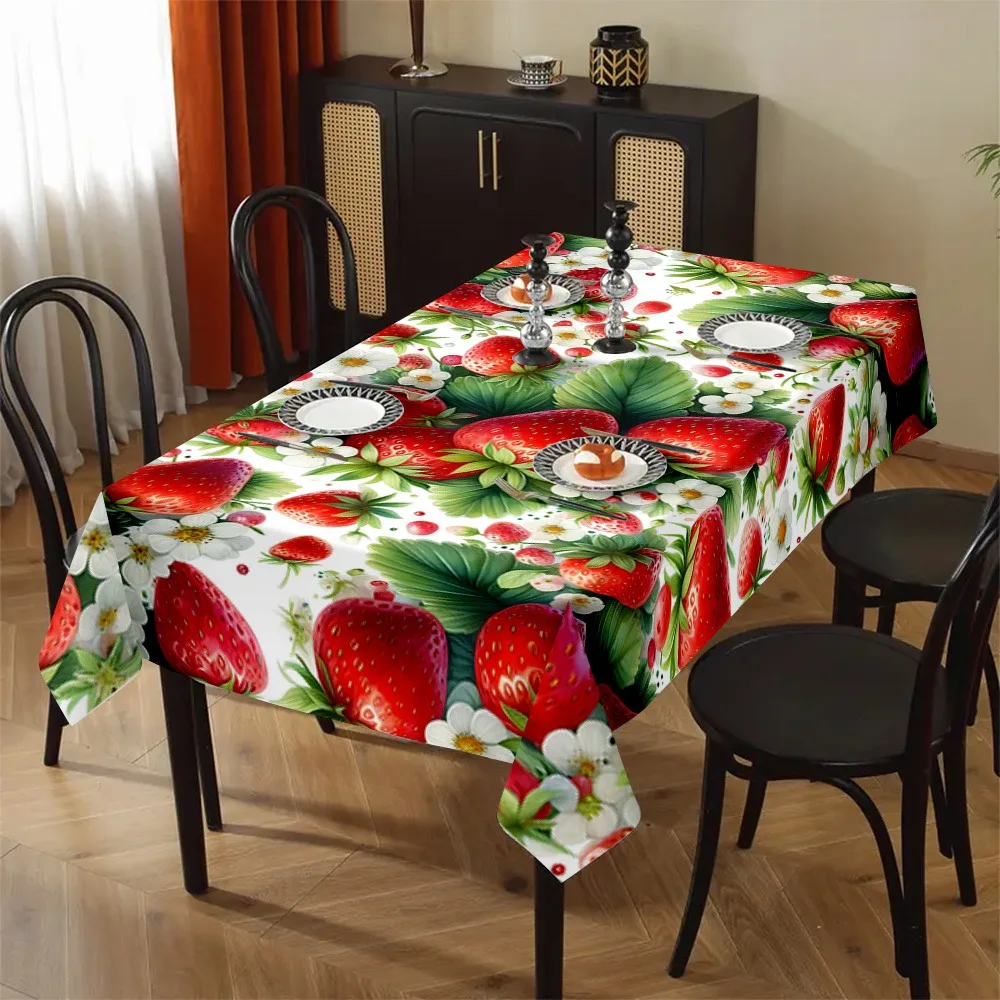 1pc Easy Strawberry Pattern Tablecloth - Great for Picnics, Camping, Weddings, Parties, Holidays, Vintage Home Decor And Tabletop Additions