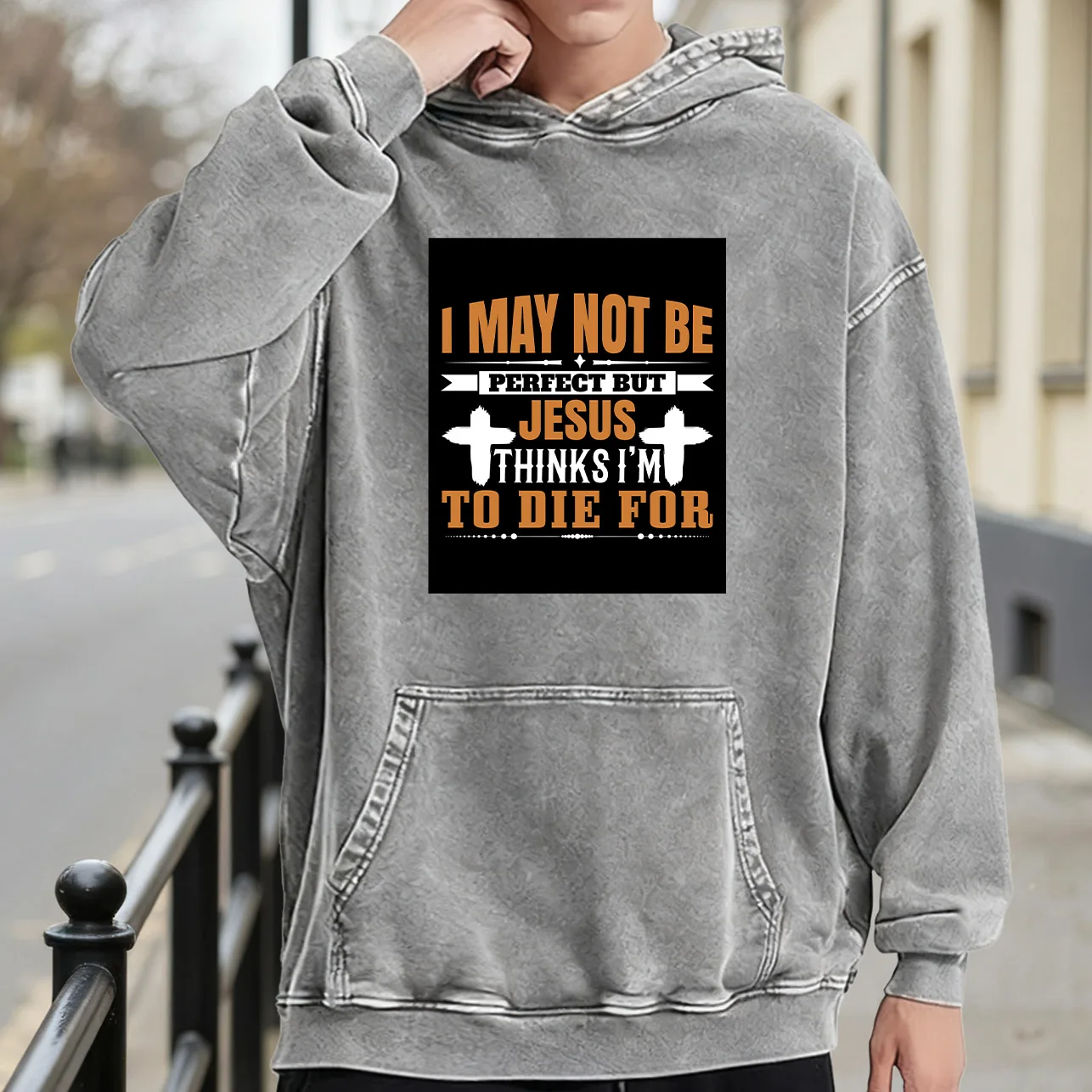 

Мужская винтажная потертая толстовка с рисунком, потертый пуловер в стиле ретро, повседневная уличная толстовка