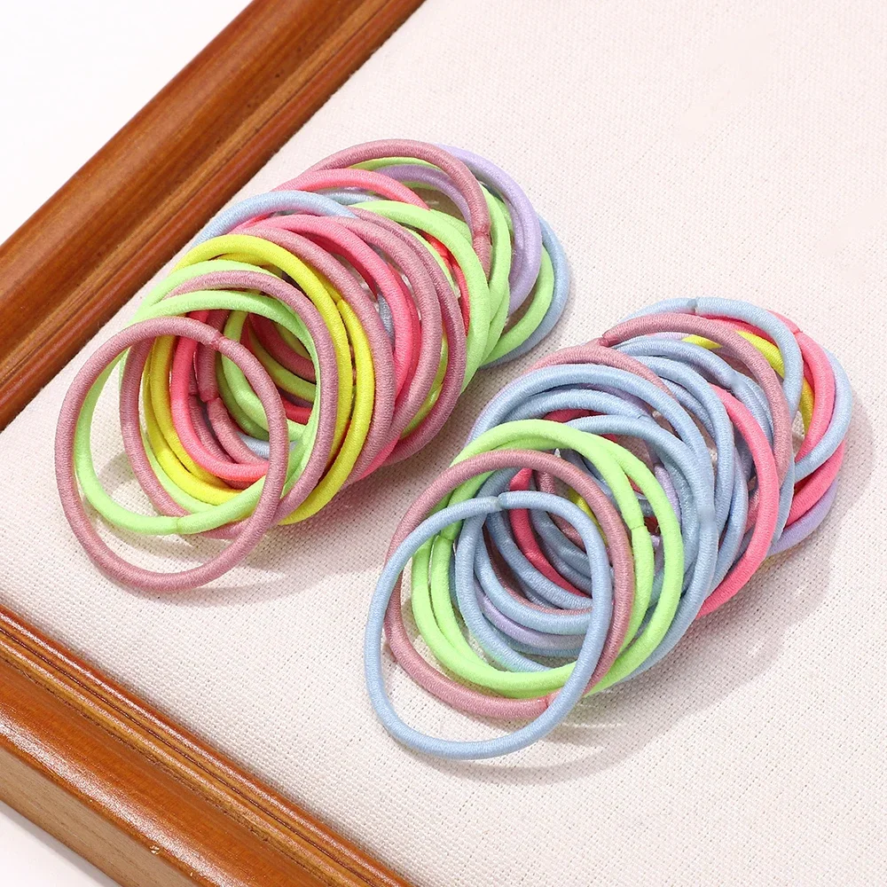 50/100 teile/los Bunte Nylon Grundlegende Elastische Haargummis Bands für Kinder Mädchen 1,25'' Pferdeschwanz Halter Gummiband haar Zubehör