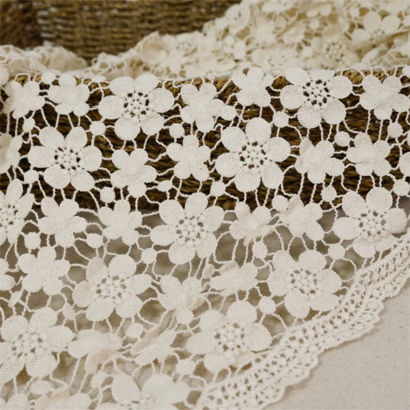 Beige Cotton Wedding Lace Fabric Cotton Cherry Flowers Dress fabric For DIY dress Bridal Supply Blouse Curtain Crafts design