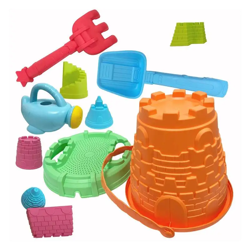 Kids Sand Toys 11-Piece Portable Buckets And Shovels Kids Beach Set Sand Construction Tool Interactive Beach Games Sand Castle