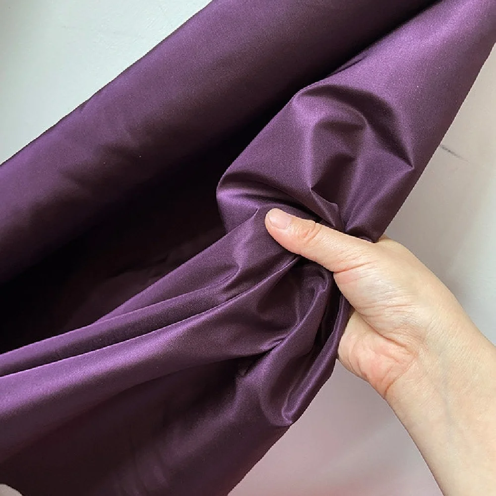 Luxury Solid Color Natural Woven Silk Taffeta Fabric 100% Pure Silk Width 114cm for Men Women Cloth Pants Dress