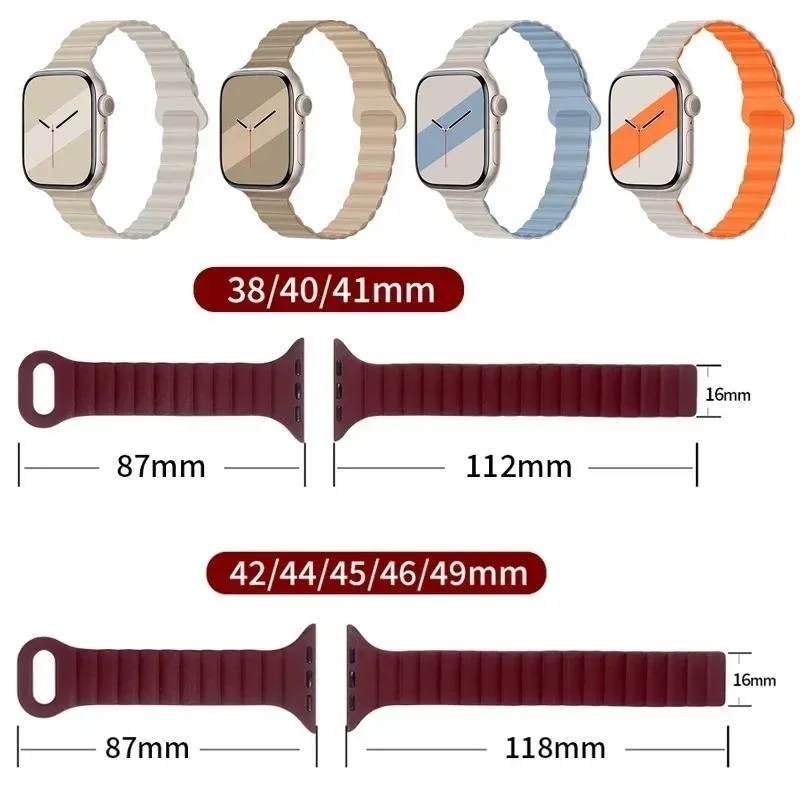 Bracciale da donna con cinturino magnetico in silicone sottile per Apple Watch Ultra2 49mm 44mm 40mm S10 42mm/46mm IWatch Series 9 8 7 6 SE 5
