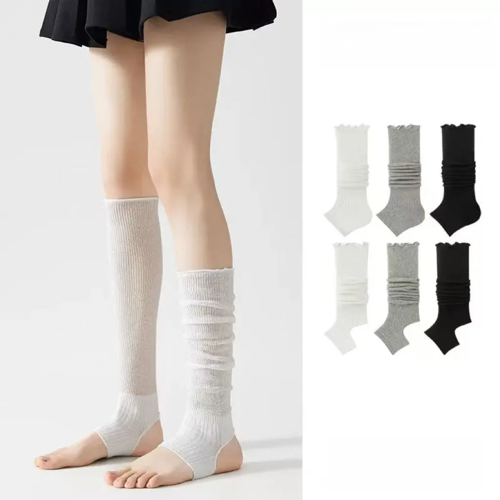 Damen-Socken: Neue Sommer-Mode-Strümpfe, Basic-Beinwärmer im japanischen Stil, dünne Baumwoll-Kniestrümpfe für Mädchen, schlicht und lang