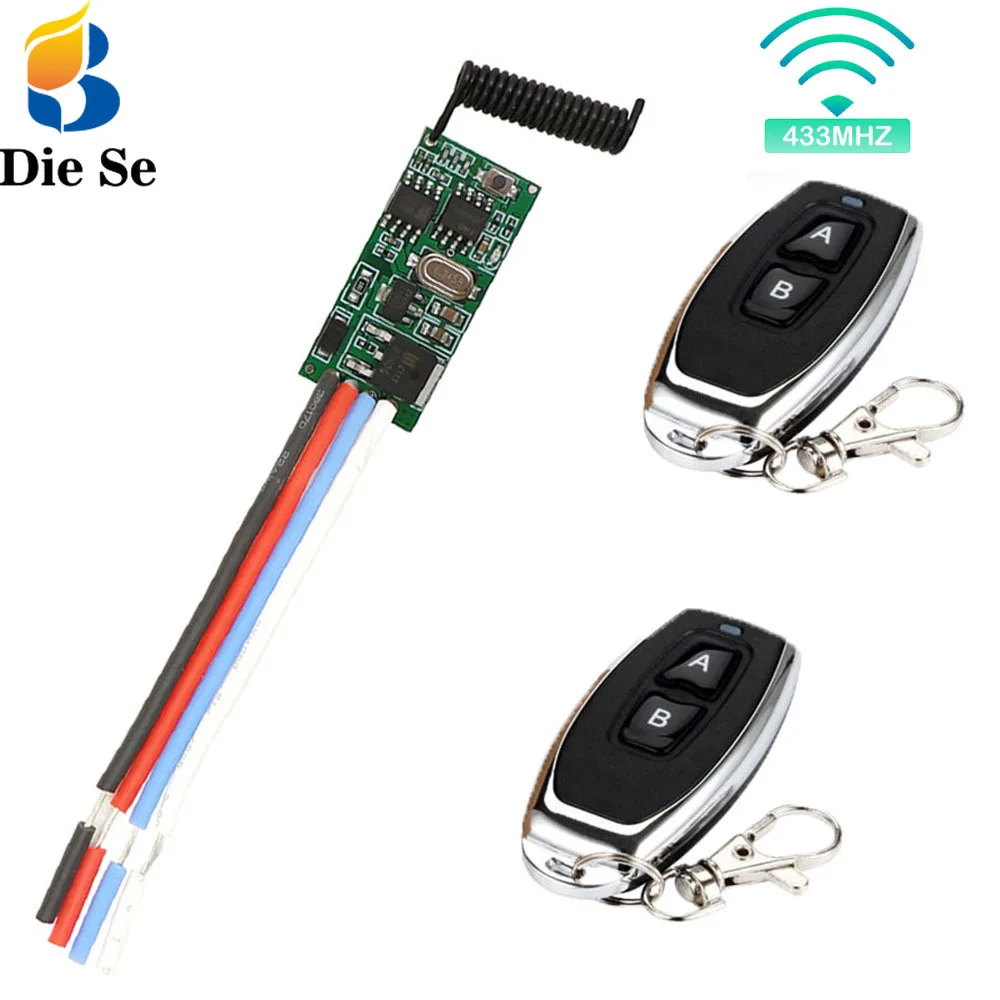 433mhz Wireless Remote Control Universal Switch Mini Relay Receiver DC 3.6V 5V 9V 12V 24V Micro Receiver Transmitter Use for Led