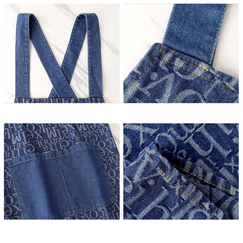 Tablier de travail en Denim, tissu en coton, peinture résistante à l'usure, toile personnalisée, tablier sans manches pour pain de cuisson haut de gamme