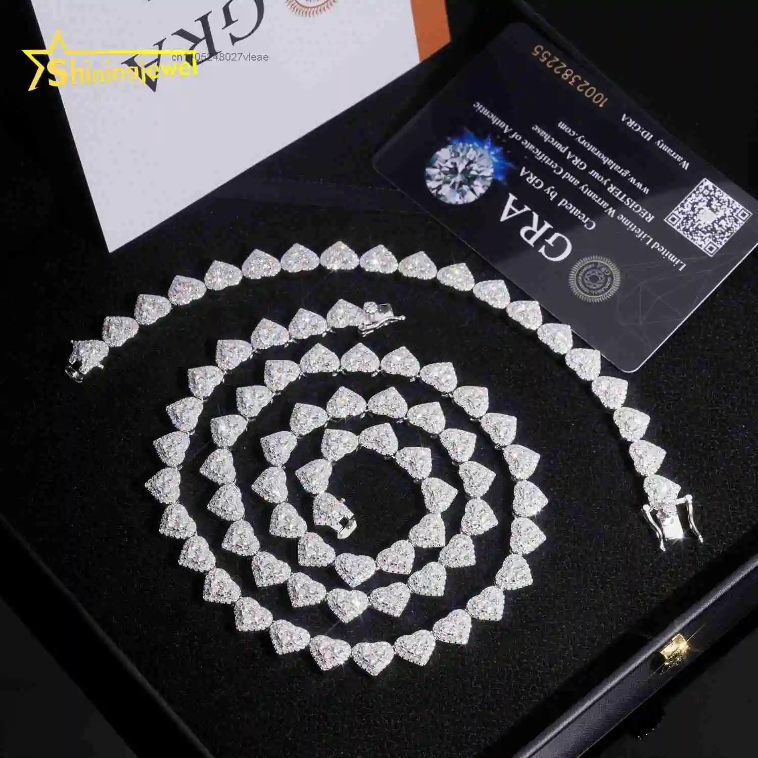 Silver 925 Popular 8mm Heart Shape Moissanite Cuban Link Chain Hip Hop Jewelry Custom Iced Out Men Cuban Necklace..