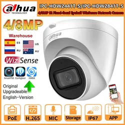 Dahua 8MP Camera 4K IR PoE IPC-HDW2841T-S 4MP IPC-HDW2441T-S Build-in Mic SD Card Slot Vehicle Human Detection WizSense