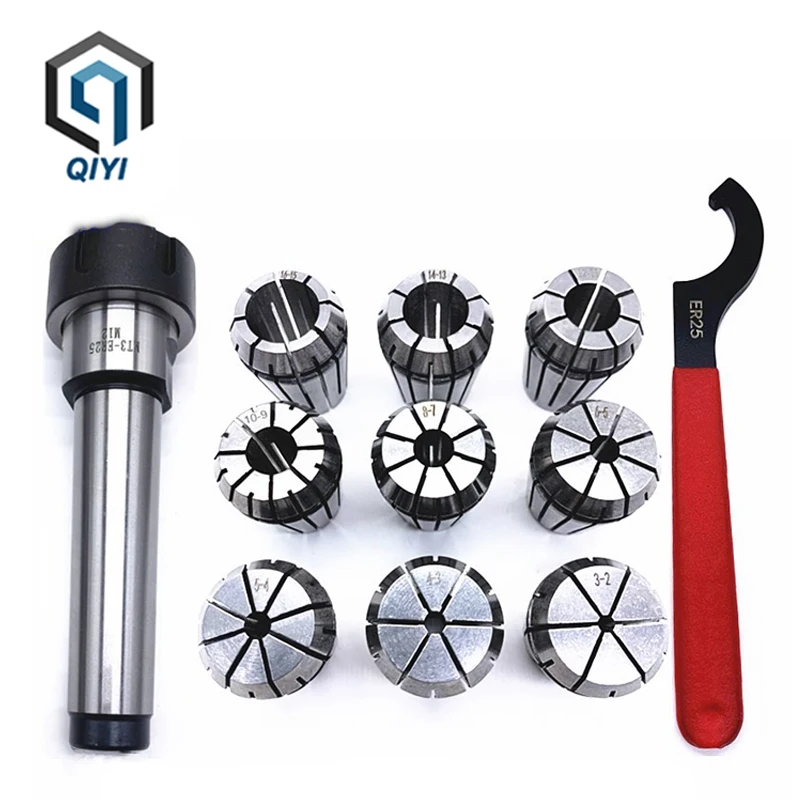 

ER25 Collet Set Spring Clamps 9PCS MT2 ER25 M12 1PC ER25 Wrench Collet Chuck Morse Holder Cone for CNC Milling Lathe Tool Holder
