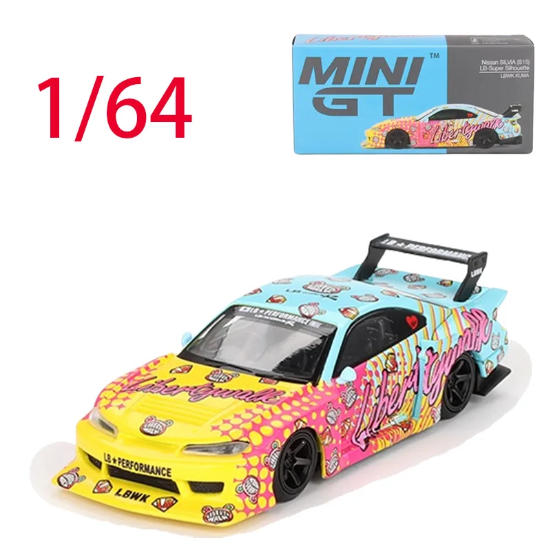 

MINIGT Литая под давлением модель автомобиля Nissan из сплава в масштабе 1/64 Nissan LB Super S15 SILVIA # 7443 игровые транспортные средства, игрушки для мальчиков, оригинальная коробка