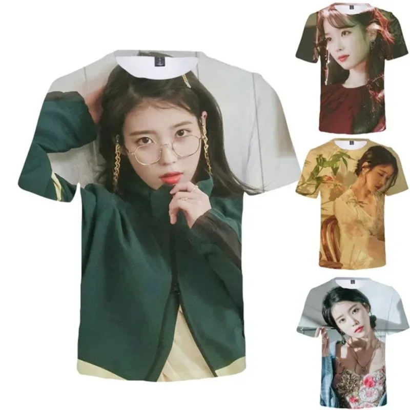 Women Men Fashion Round Neck Short Sleeve T Shirts Kpop Idol IU 3D Print T-shirt Harajuku Casual Tops IU Korean Style Tee Shirts