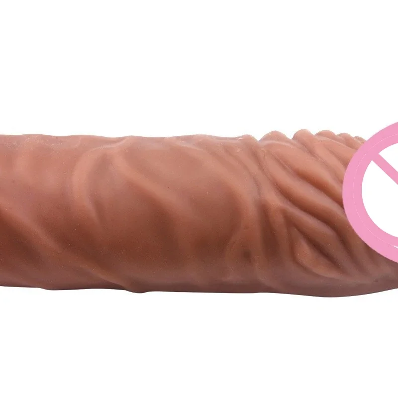 20CM Realistic Penis Sleeve Extender Reusable Dildos Condom Delay Ejaculation Dick Enlargement Sex Toys for Men penis enlarger view 3