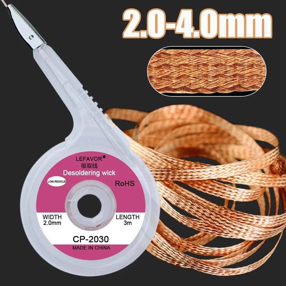 

Desoldering Mesh Braid Tape Copper Welding Point Solder Remover Wire Soldering Wick Tin Lead Cord Flux for Soldering 2.0-4.0mm