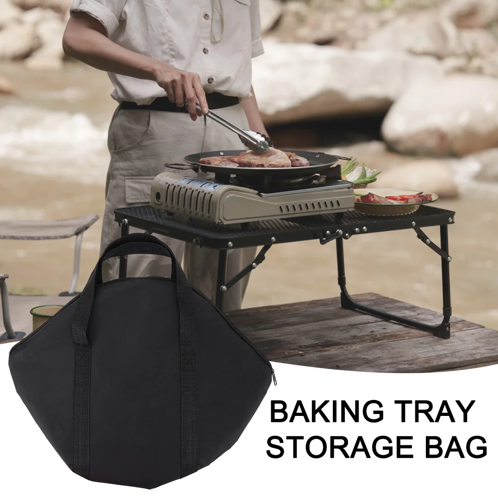 Baking Pan Storage Bag with Handle Wear-Resistant Skillet Bag Waterproof Camping Cookware Organizer Outdoor BBQ Tool for Kitchen