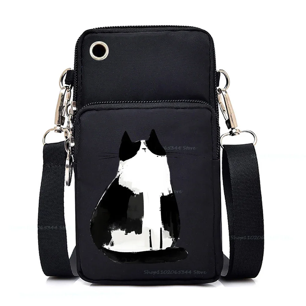 Kobiety Mężczyźni Mała torba na ramię Anime Cats Series Zipper Mini torba na telefon komórkowy Moda Animal Kitten Carton Torebki na ramię