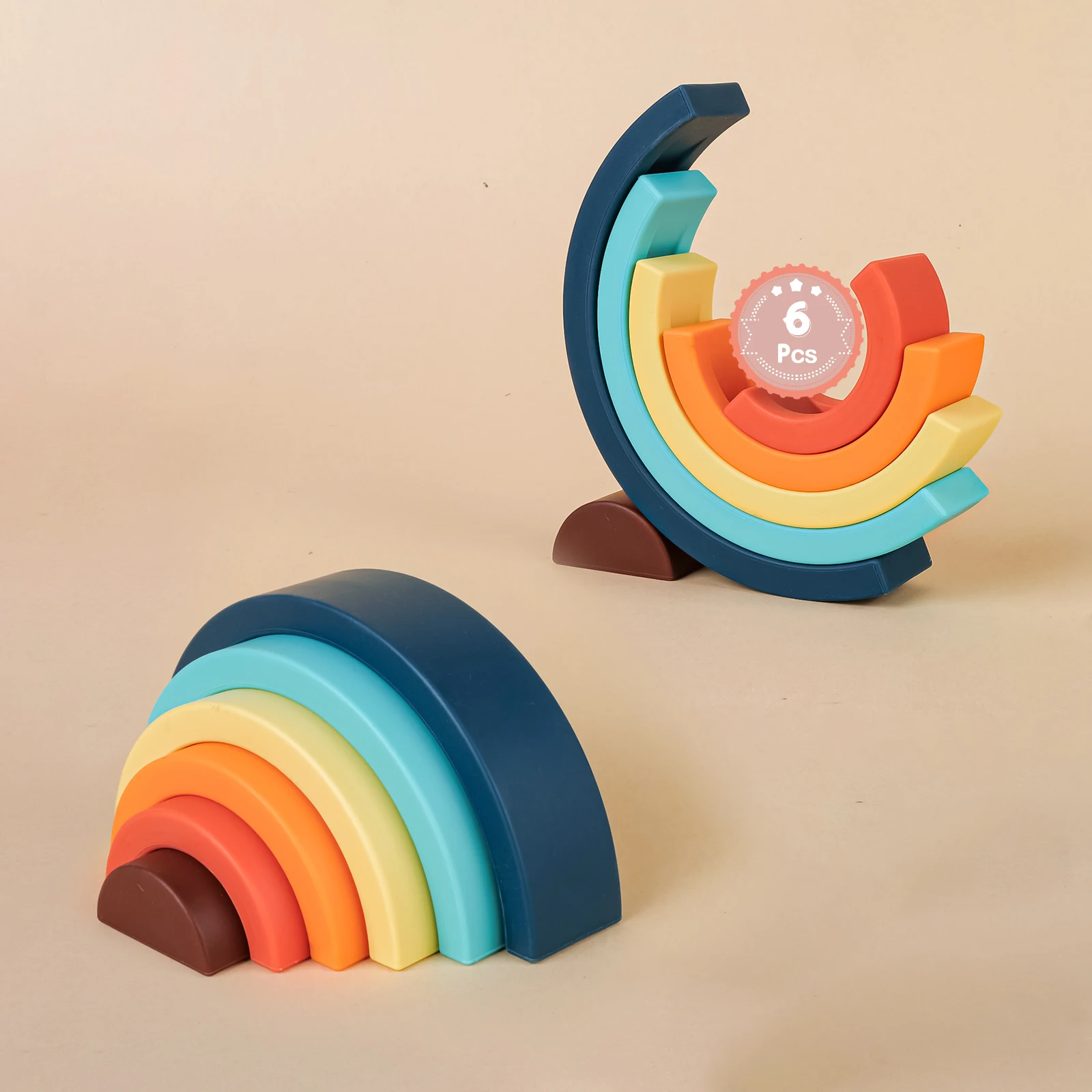 

TYRY.HU Silicone Teether Baby Rainbow Shape Building Block Toy Kid Gift Food Grade Silicone Children's Goods Kid Teething Toys