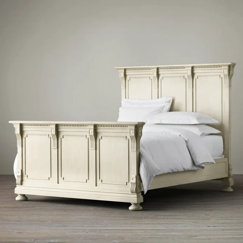 

Solid wood bed white 1.8m queen bed 1.5 double bed oak north old bedroom furniture