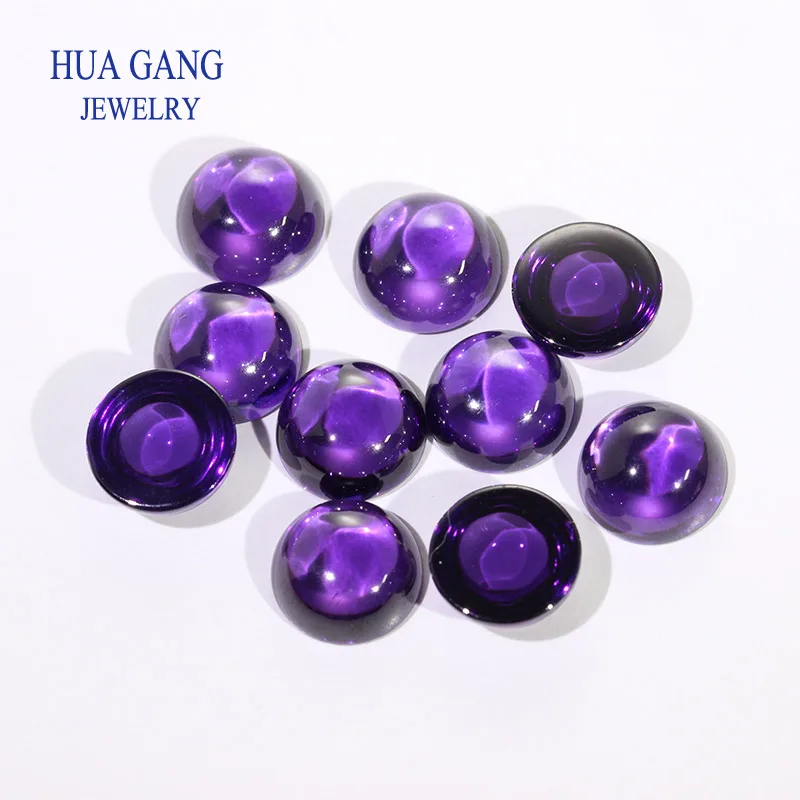 Ametyst Cubic Zirconia Stone Round Shape Cabochon Cut Flat Back Loose CZ Stone Synthetic Gems For Jewelry