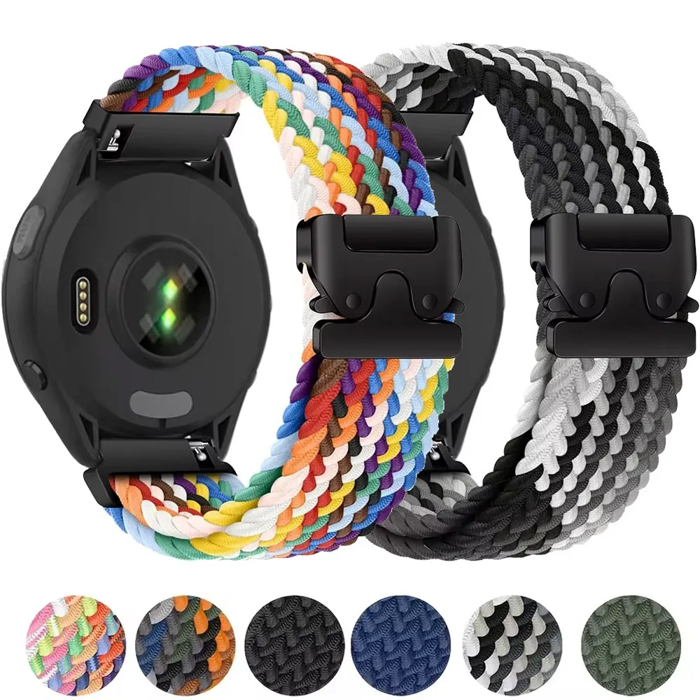 Nylon Braided Strap for Garmin Forerunner 965 265 165 55 255 Music Parachute Buckle Comfortable Band Garmin Venu 3/2 Active 5/6