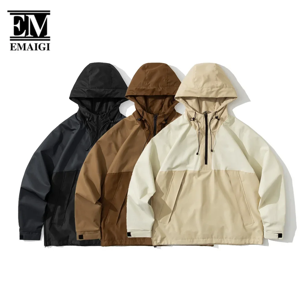 Waterproof Loose Casual Pullover Hooded Jacket Men Cityboy Japan Fashion Oversize Casual Outdoor Cargo Jacket Plus Size Coat