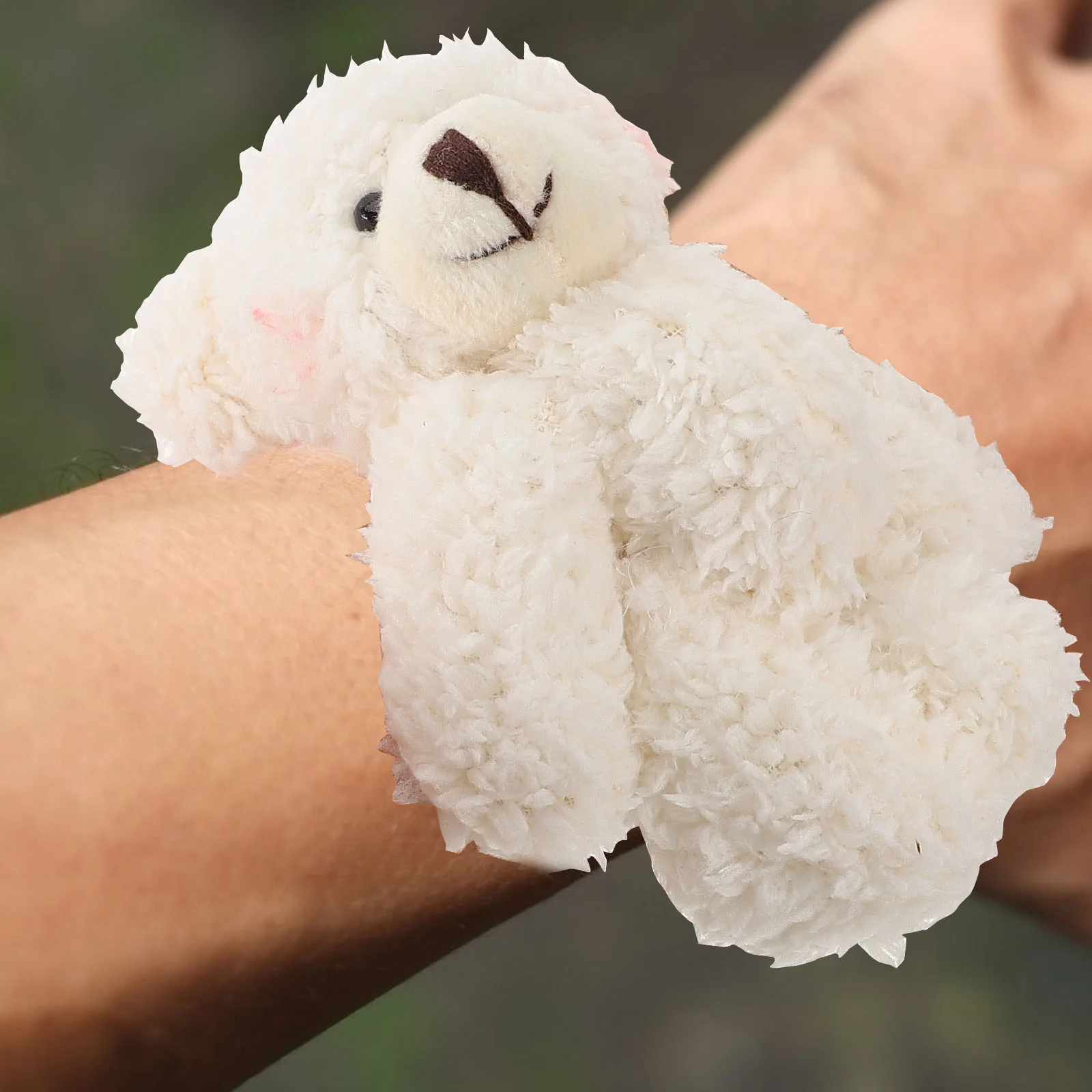 2 Pcs Christmas Bracelets Plush Bear Slap Ring Theme Party Favors Cartoon Animal Pattern Bands White Snap Kids Child